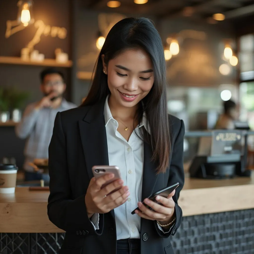 Young professional Maria investing through digital platforms